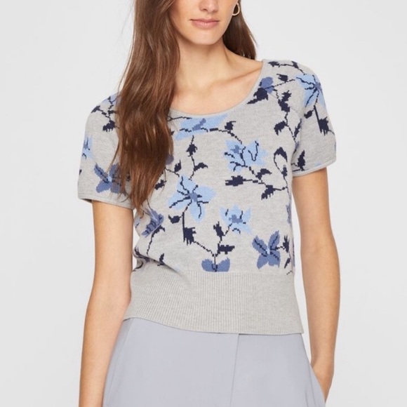 Club Monaco short sleeve floral short sleeve sweater Small - Picture 1 of 8